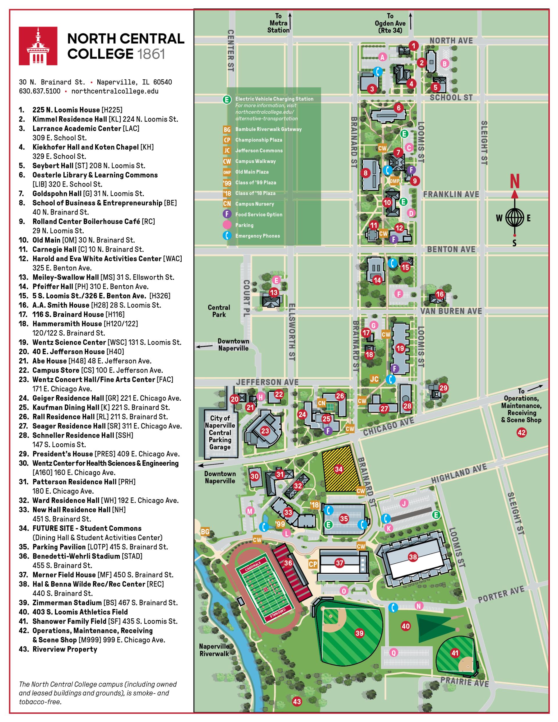 campus map of North Central College