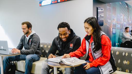 students studying in the library