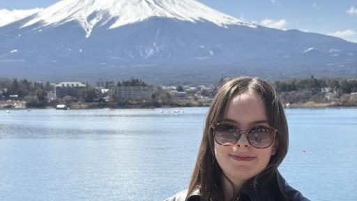 Bailey with Mount Fuji