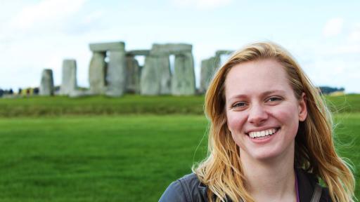 Student posing for picture at Stonehenge