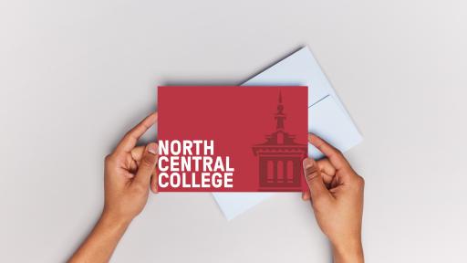 A card with North Central College written on the front